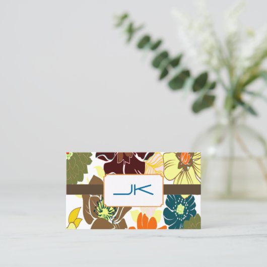 PixDezines alegre retro foral、DIY背景 名刺 (スタンド正面)