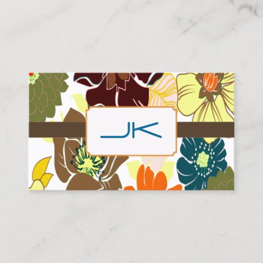 PixDezines alegre retro foral、DIY背景 名刺 (正面)