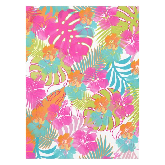 PixDezines Aloha Hibiscus/DIY背景色 テーブルクロス (正面)
