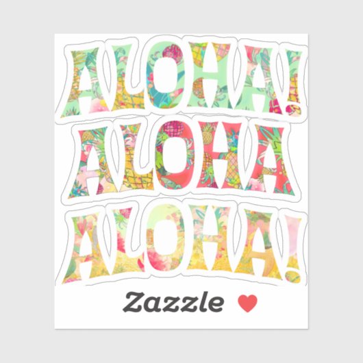PixDezines Aloha, Mint, Coral+ゴールデンイエロー シール (シート)