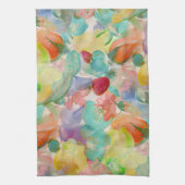 PixDezines Aloha 'Okika Water color夏のフローラ キッチンタオル (縦)