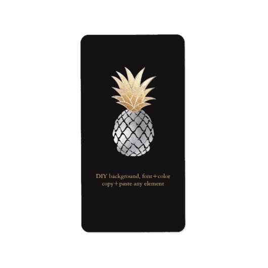 PixDezines Aloha Pineappleフォイルフェイクワインラベル ラベル (正面)