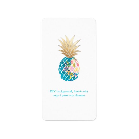 PixDezines Aloha Pineappleフォイルフェイクワインラベル ラベル (正面)