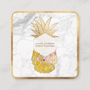 PixDezines ALOHA PINEAPPLE/フェイク金ゴールド/MARBLE スクエア名刺