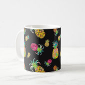 PixDezines Aloha Pineapple+フローラ水色 コーヒーマグカップ (正面左)