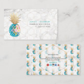 PixDezines ALOHA PINEAPPLE/AQUA BLUE/フェイク金ゴールド コーリングカード (正面/裏面)