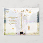 PixDezines Aloha Pineapple/Blue/Save the Date 案内ポストカード (裏面)