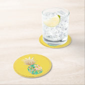 PixDezines Aloha Pineapple/DIYの背景 ラウンドペーパーコースター (インサイチュ)