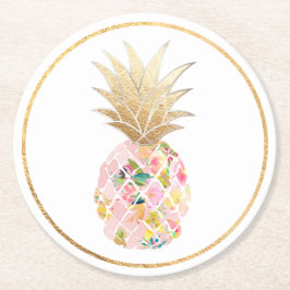 PixDezines Aloha Pineapple/DIY背景 ラウンドペーパーコースター