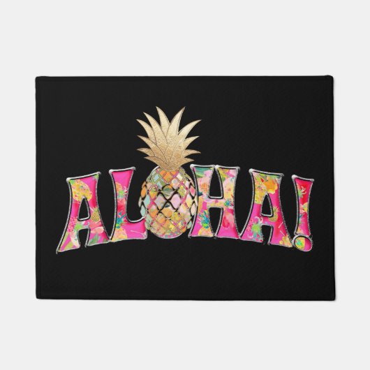 PixDezines Aloha Pineapple/DIY background add txt ドアマット (正面)