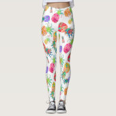 PixDezines Aloha Pineapple/DIY Bckgrnd Color レギンス (正面)