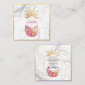PixDezines ALOHA PINEAPPLE/HOT PINK/フェイク金ゴールド スクエア名刺 (正面/裏面)