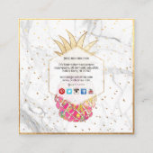 PixDezines ALOHA PINEAPPLE/HOT PINK/フェイク金ゴールド スクエア名刺 (裏面)