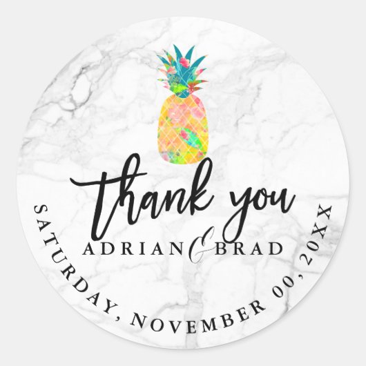 PixDezines Aloha Pineapple/Marble ラウンドシール (正面)
