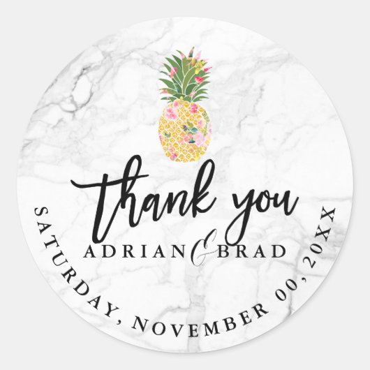 PixDezines Aloha Pineapple/Marble ラウンドシール (正面)