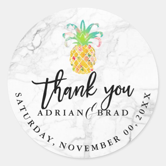 PixDezines Aloha Pineapple/Marble ラウンドシール (正面)