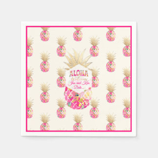 PixDezines Aloha Pineapple/Pink/DIY背景 スタンダードカクテルナプキン