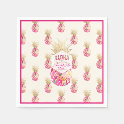 PixDezines Aloha Pineapple/Pink/DIY背景 スタンダードカクテルナプキン (正面)