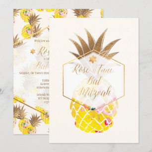 PixDezines Aloha Pineapple/Water color/バルミツワー 招待状