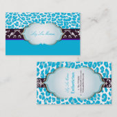 PixDezines aqua blue cheetah/DIY背景色 名刺 (正面/裏面)