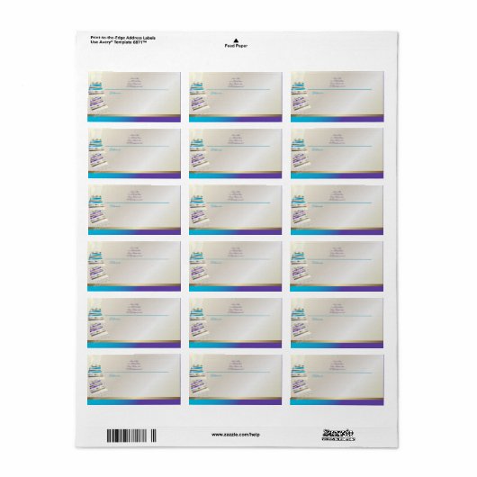 ✡ PixDezines Aqua/Purple Tallits ラベル (フルシート)