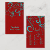 PixDezines aqua swarls/linenフェイク 名刺 (正面/裏面)