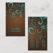 PixDezines aqua swarls/linenフェイク 名刺 (正面/裏面)