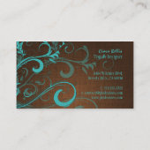 PixDezines aqua swarls/linenフェイク 名刺 (裏面)