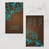 PixDezines aqua swarls/linenフェイク 名刺 (正面/裏面)