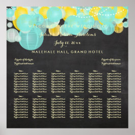 PixDezines Aqua/Yellow/Lanterns/Seating Chart ポスター