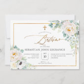 PixDezines AquarelaPeonias Euclipto Batismo 招待状 (正面)