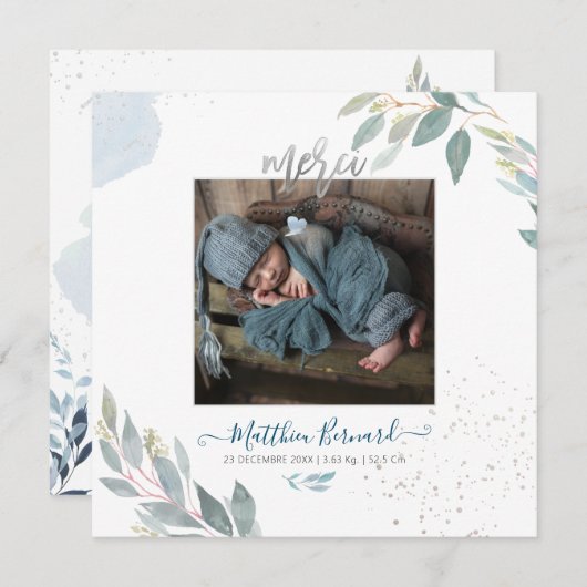 PixDezines Aquarele Faire-part de EnsuranceGarson 招待状 (正面/裏面)