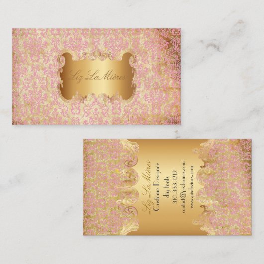 PixDezines arianna damask/フェイクparchment 名刺 (正面/裏面)