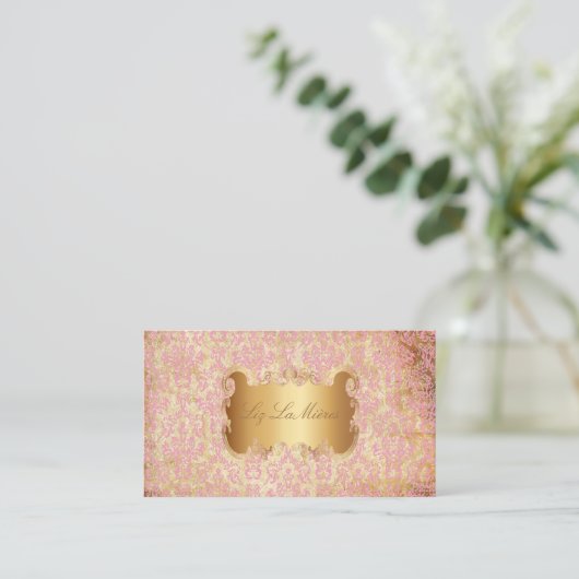 PixDezines arianna damask/フェイクparchment 名刺 (スタンド正面)