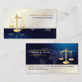 PixDezines ATTORNESY/WHITE+BLUE/WORLDマップ 名刺 (正面/裏面)