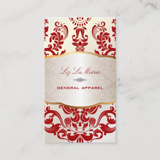 PixDezines augusta damask/red 名刺 (正面)