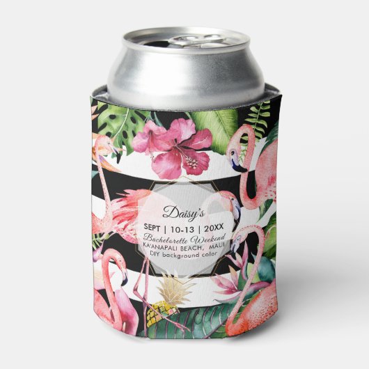 PixDezines Bachelorette Weekend ピンクのフラミンゴ DIY 缶クーラー (缶正面)