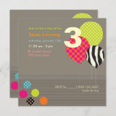 PixDezines Baloons Birthday Party（PixDezines Baloo 招待状 (正面/裏面)