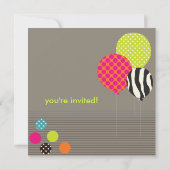 PixDezines Baloons Birthday Party（PixDezines Baloo 招待状 (裏面)