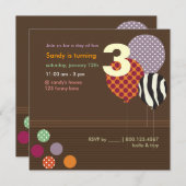 PixDezines Baloons Birthday Party（PixDezines Baloo 招待状 (正面/裏面)