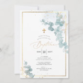 PixDezines Bapteme d'Eucalyptus Rustique Aquarele 招待状 (正面)