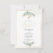 PixDezines Baptême d'Eucalyptus Rustique Aquarelle 招待状 (正面)