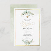 PixDezines Baptême d'Eucalyptus Rustique Aquarelle 招待状 (正面/裏面)