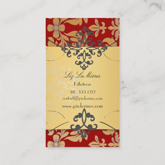 PixDezines Baroque damask/red 名刺 (裏面)