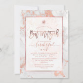 PixDezines Bat Mitzvah マーブル 偽ローズゴールドの模様 招待状 (正面)