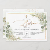 PixDezines Batismo de eualipto rustico em aquarel 招待状 (正面/裏面)