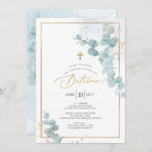 PixDezines Batismo de eualipto rustico em aquarel 招待状 (正面/裏面)