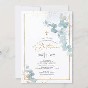 PixDezines Batismo de eualipto rustico em aquarel 招待状
