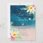 PixDezines Beach Sweet Sixteen ディープブルーシー 招待状 (裏面)