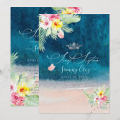 PixDezines Beach Sweet Sixteen ディープブルーシー 招待状 (正面/裏面)